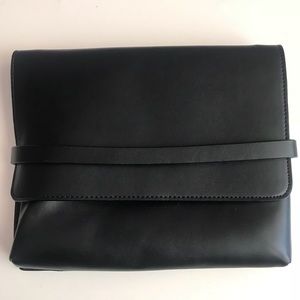 Sleek Minimal Black Vegan Leather Clutch Bag